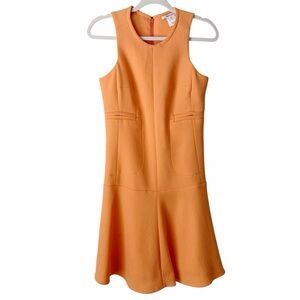 Carven | 100% Wool Drop Waist Mini Dress Fit Flare Sleeveless Orange Size 4